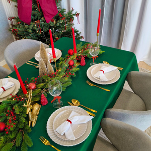 Obrus 140x300 Plamoodporny Surbo Zieleń Butelkowa