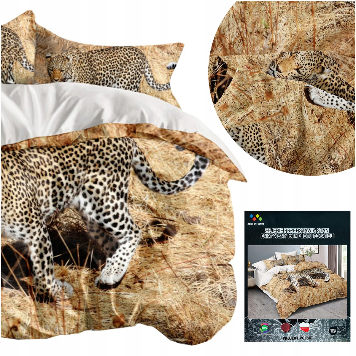 Pościel Andreas 160x200 gepard wzór 3D – realistyczny nadruk dzikiej natury