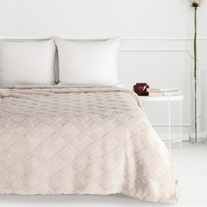 Koc 70 x 160 Pluszowy Jodełka Caro Beż