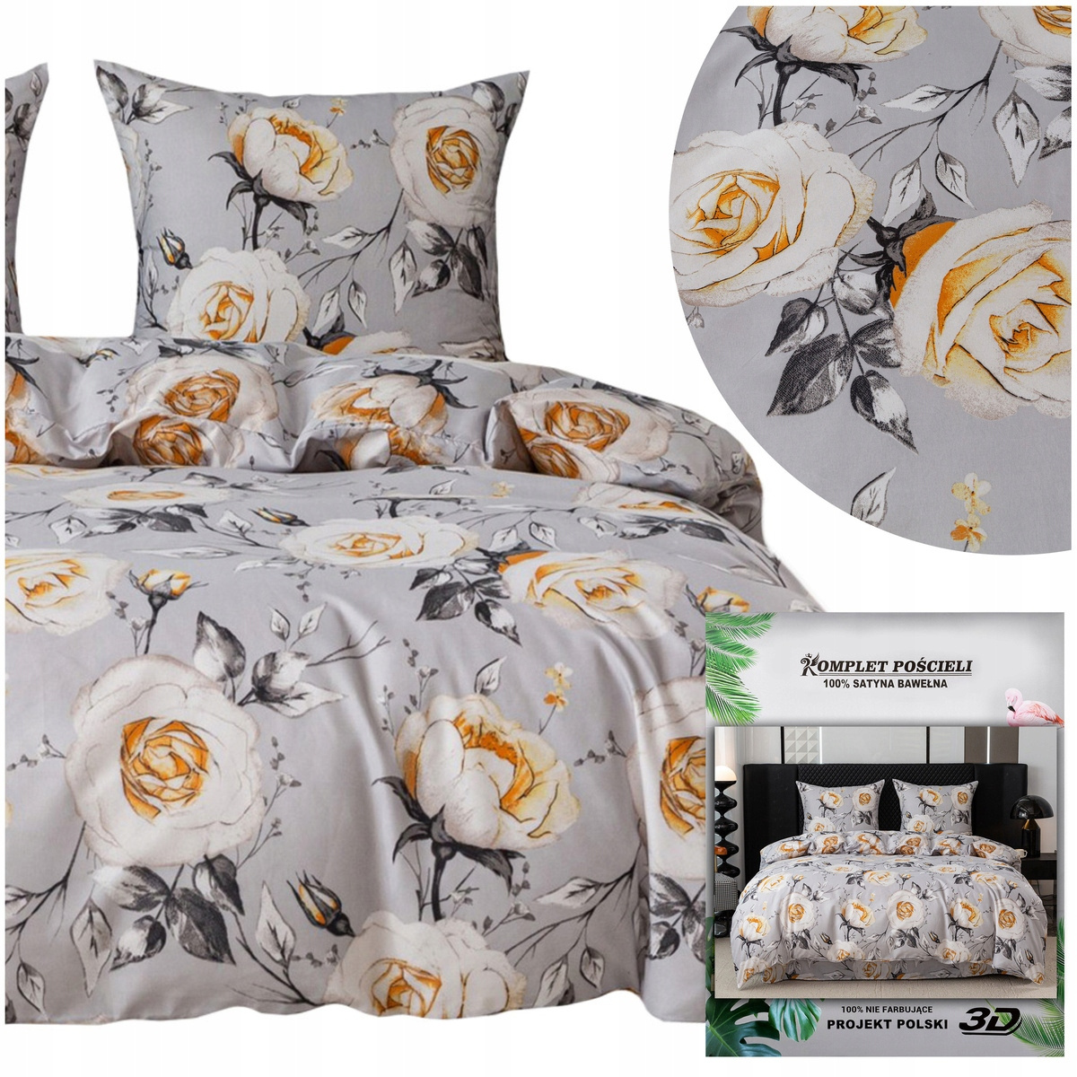 Pościel Maria kwiaty – nowoczesny styl i elegancja w sypialni