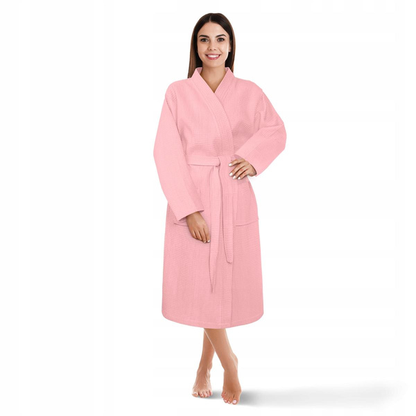 Szlafrok Kimono Gofer Bawełniany Unisex L/XL Puder