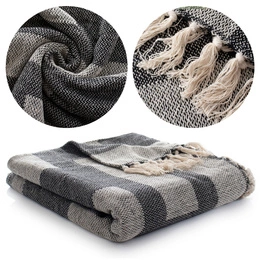 Koc 150 x 200 Bawełniany Boho Aredo 11 Czarny