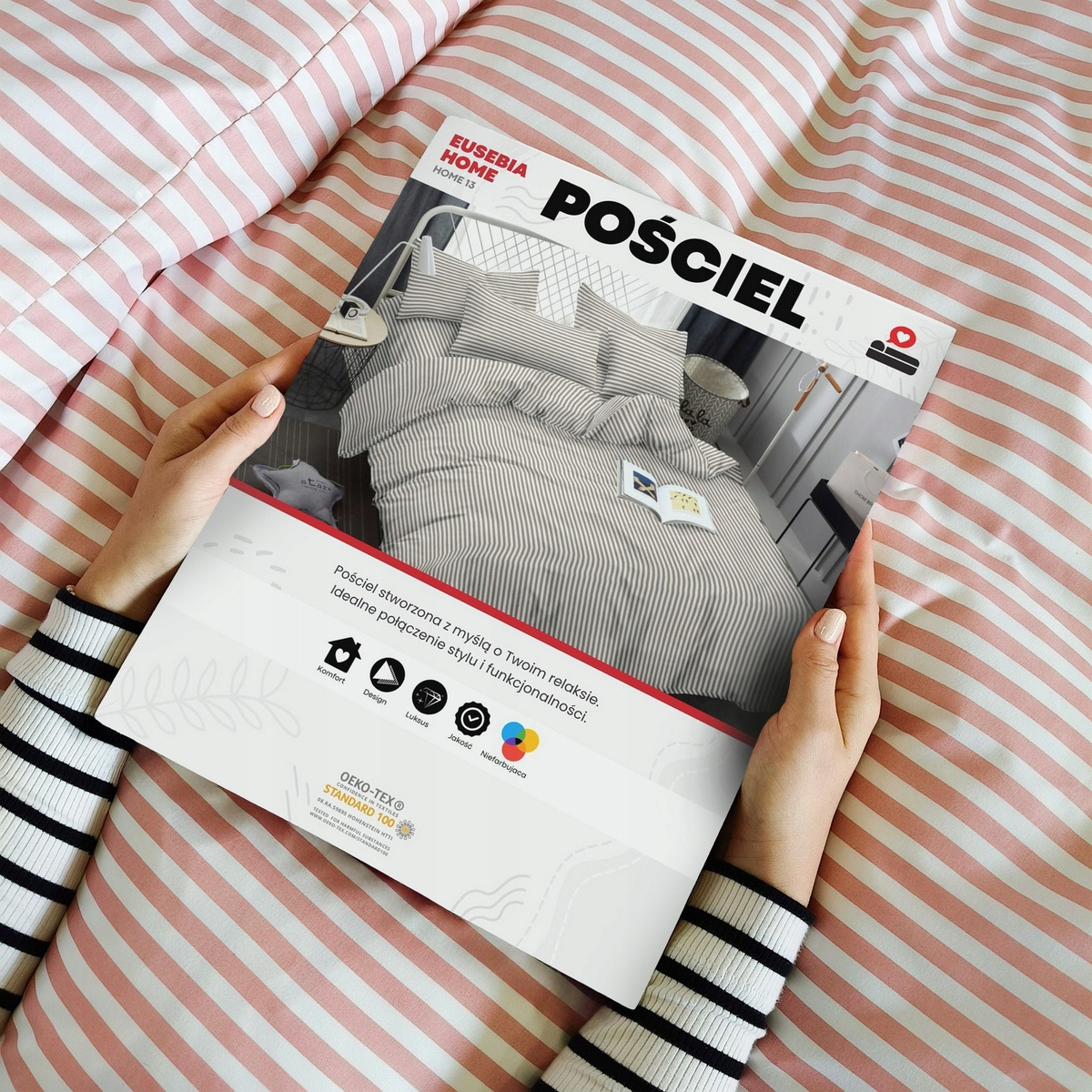 Pościel Eusebia Home estetyczne detale wzoru w pasy