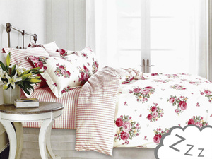 Cotton Satin Bedding with Flowers Double-sided A683 200x220NP 3 parts