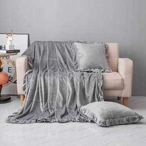 Blanket 150 x 200 Microfiber Frill Ruffly Grey