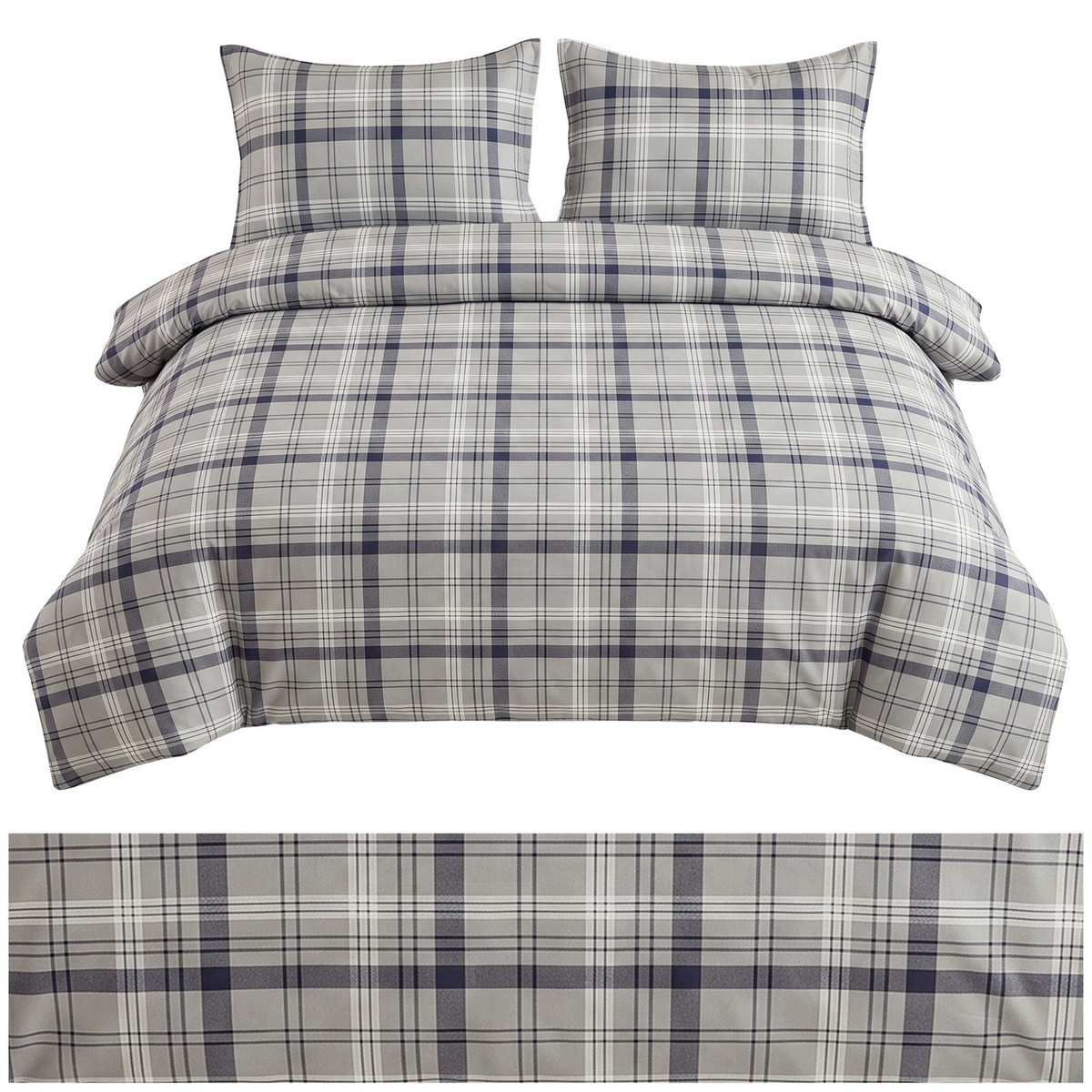 Pościel 220x200 Eusebia Home – komplet 3-częściowy w kratę