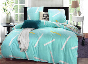 Striped Cotton Satin Bedding Blue C1251 160x200PP 4 pieces