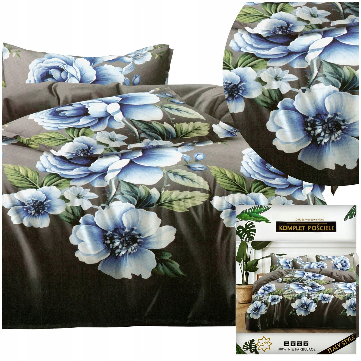 Pościel bawełniana Dalwin 200x220 botaniczny wzór