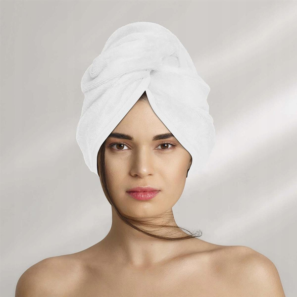 Turban 60 x 24 Ręcznik Welur Bawełna Biały