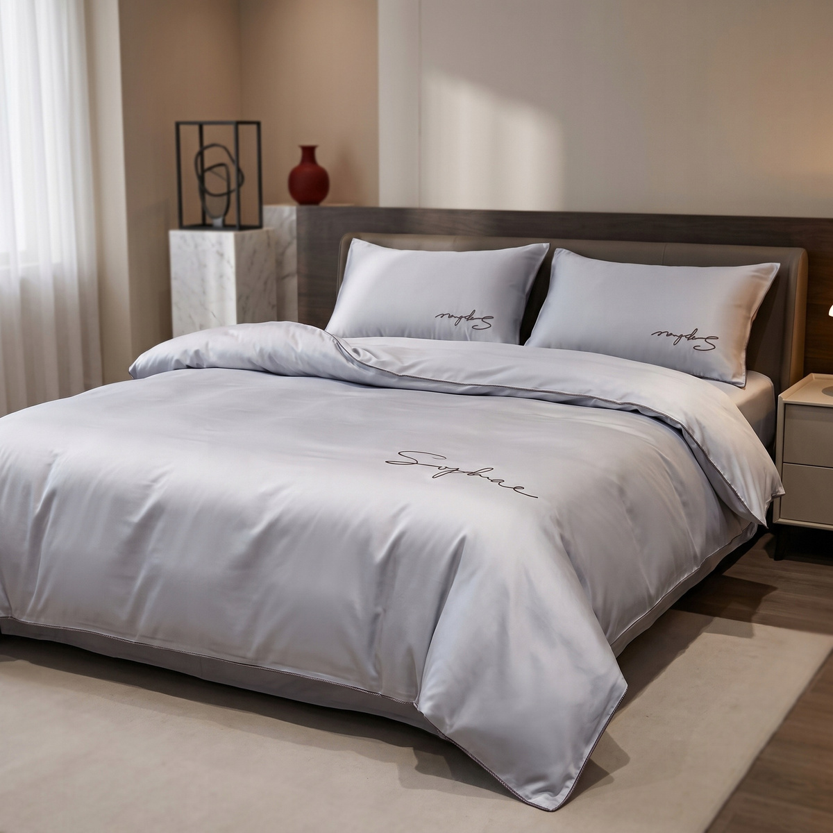 Pościel Areta 09 160x200 – komplet 3 części w odcieniach szarości