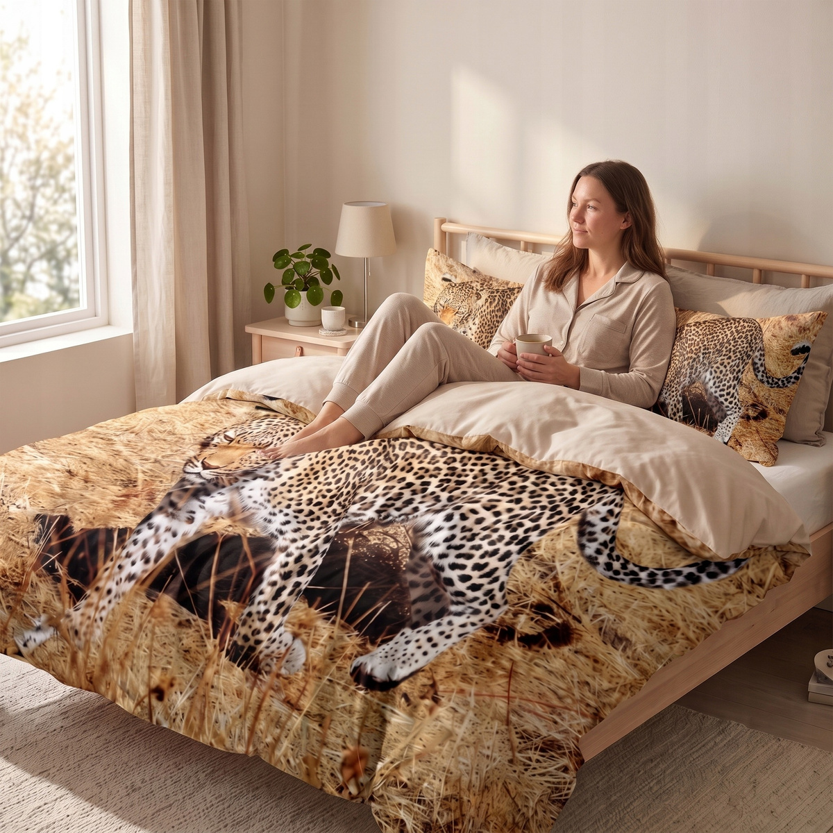 Pościel Andreas 160x200 gepard wzór 3D – poszewki 70x80 i komfortowy sen