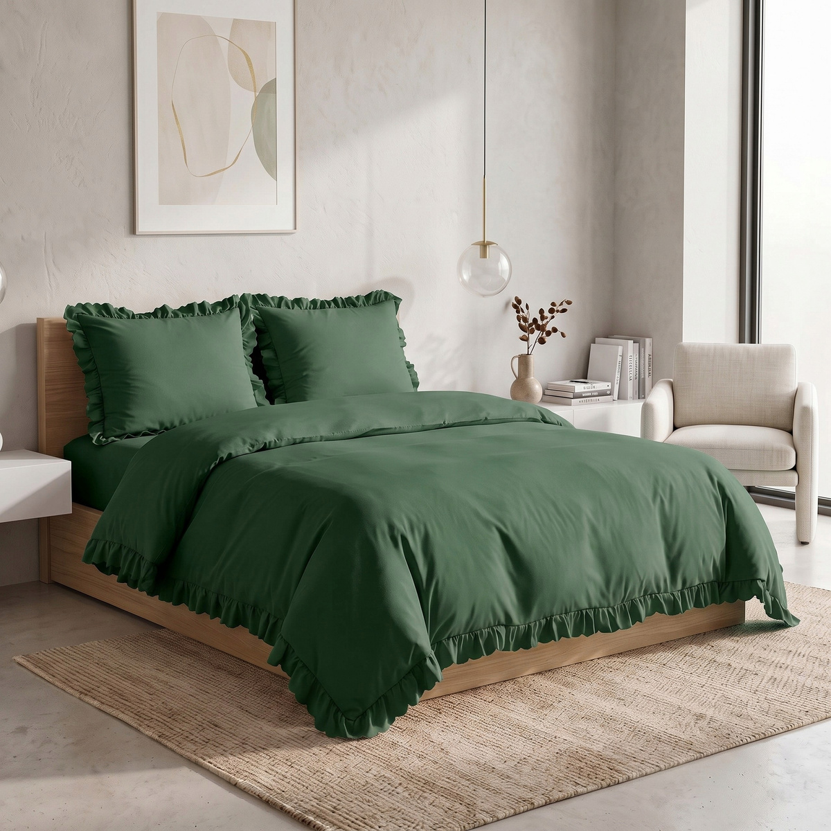 Pościel 220x200 Luxury Jowita zielona mikrofibra
