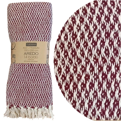 Koc 150 x 200 Bawełniany Boho Aredo 14 Bordo