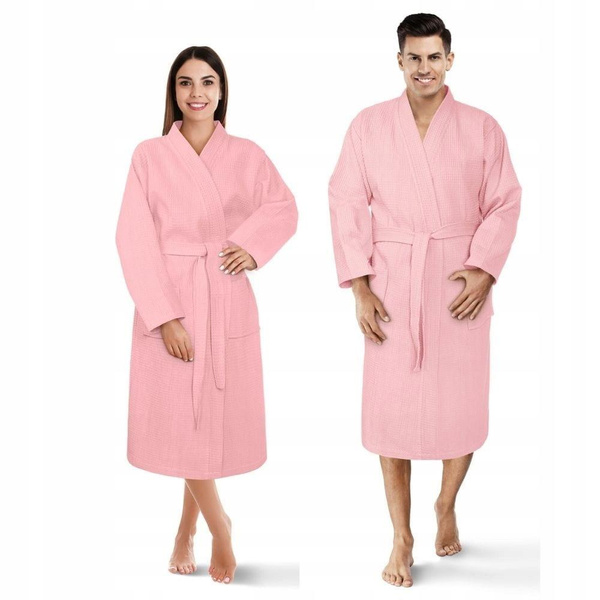 Szlafrok Kimono Gofer Bawełniany Unisex L/XL Puder