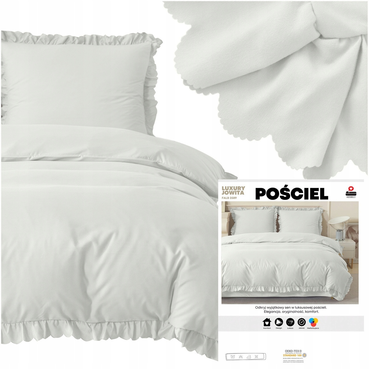 Pościel Luxury Jowita 140x200 cm z ozdobną falbanką
