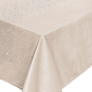 85 x 85 Decorative Velvet Shiny Beige Tablecloth