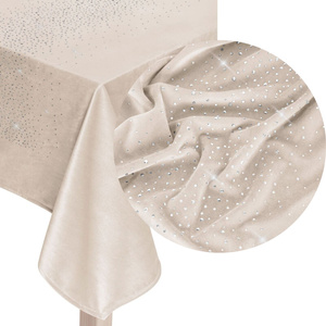 85 x 85 Decorative Velvet Shiny Beige Tablecloth