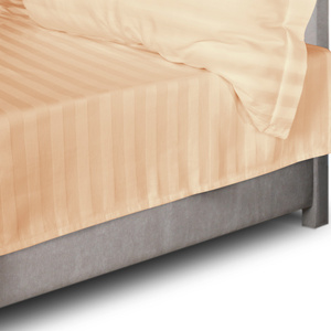 Prześcieradło 220 x 260 Satyna Bambus STRIPE BEIGE