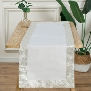 Runner 40 x 140 Decorative Rose pattern 023 White+Silver