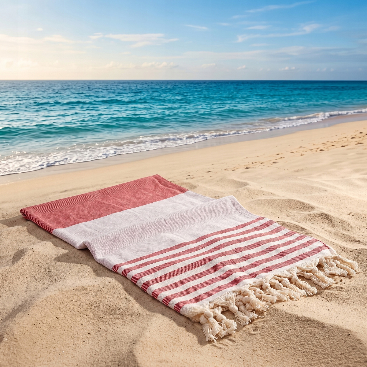 Wielofunkcyjny ręcznik plażowy Peri Hamam jako pareo lub kocyk