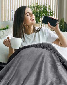Blanket 200 x 220 Microfiber Double-sided Tedy Steel