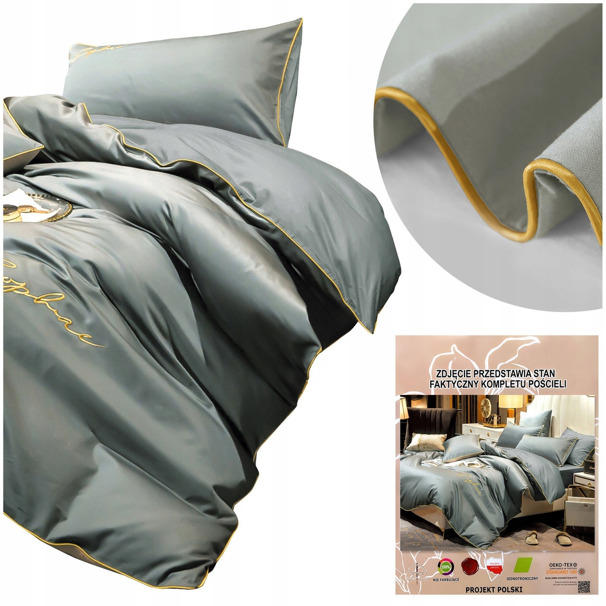 Pościel Areta – elegancki design i złota lamówka