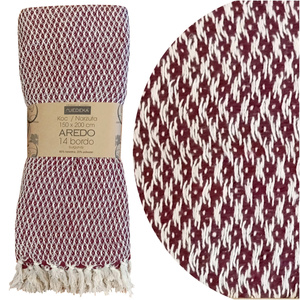 Koc 150 x 200 Bawełniany Boho Aredo 14 Bordo